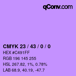カラーコード: CMYK 23 / 43 / 0 / 0 | qconv.com