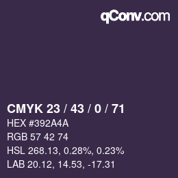 カラーコード: CMYK 23 / 43 / 0 / 71 | qconv.com