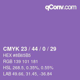 カラーコード: CMYK 23 / 44 / 0 / 29 | qconv.com