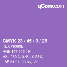カラーコード: CMYK 23 / 45 / 0 / 25 | qconv.com