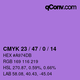 Color code: CMYK 23 / 47 / 0 / 14 | qconv.com