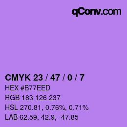 Color code: CMYK 23 / 47 / 0 / 7 | qconv.com