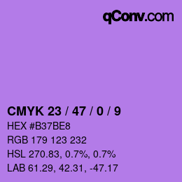 Color code: CMYK 23 / 47 / 0 / 9 | qconv.com