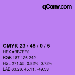 Color code: CMYK 23 / 48 / 0 / 5 | qconv.com