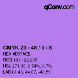 颜色代码: CMYK 23 / 48 / 0 / 8 | qconv.com