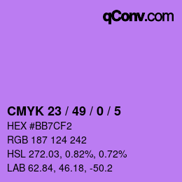 Color code: CMYK 23 / 49 / 0 / 5 | qconv.com