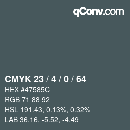 カラーコード: CMYK 23 / 4 / 0 / 64 | qconv.com