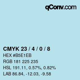 Color code: CMYK 23 / 4 / 0 / 8 | qconv.com