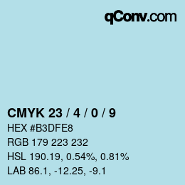 Color code: CMYK 23 / 4 / 0 / 9 | qconv.com