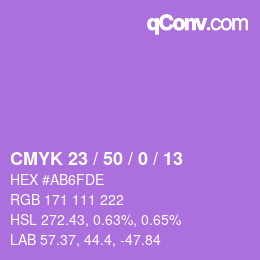 カラーコード: CMYK 23 / 50 / 0 / 13 | qconv.com