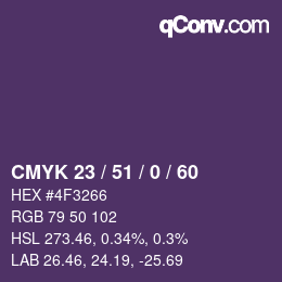 Color code: CMYK 23 / 51 / 0 / 60 | qconv.com