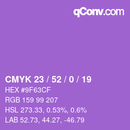 カラーコード: CMYK 23 / 52 / 0 / 19 | qconv.com