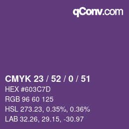 Color code: CMYK 23 / 52 / 0 / 51 | qconv.com