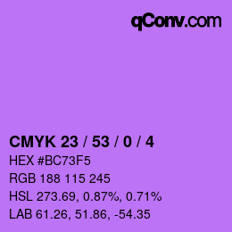 カラーコード: CMYK 23 / 53 / 0 / 4 | qconv.com