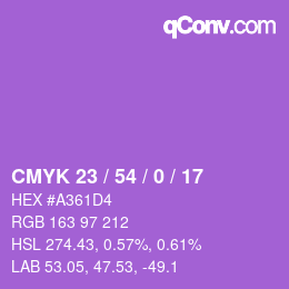Color code: CMYK 23 / 54 / 0 / 17 | qconv.com