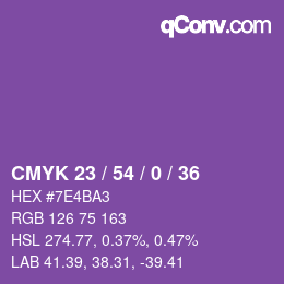 カラーコード: CMYK 23 / 54 / 0 / 36 | qconv.com