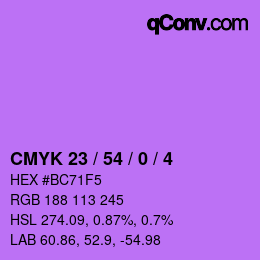 カラーコード: CMYK 23 / 54 / 0 / 4 | qconv.com