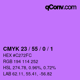 カラーコード: CMYK 23 / 55 / 0 / 1 | qconv.com