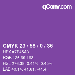 Farbcode: CMYK 23 / 58 / 0 / 36 | qconv.com