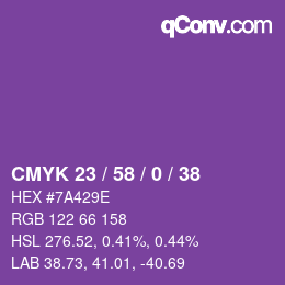 カラーコード: CMYK 23 / 58 / 0 / 38 | qconv.com