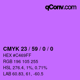 カラーコード: CMYK 23 / 59 / 0 / 0 | qconv.com