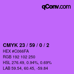 カラーコード: CMYK 23 / 59 / 0 / 2 | qconv.com