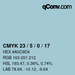 颜色代码: CMYK 23 / 5 / 0 / 17 | qconv.com