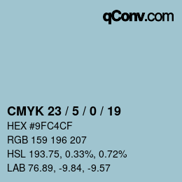 Color code: CMYK 23 / 5 / 0 / 19 | qconv.com