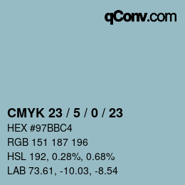 Color code: CMYK 23 / 5 / 0 / 23 | qconv.com