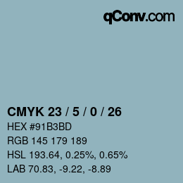 Color code: CMYK 23 / 5 / 0 / 26 | qconv.com