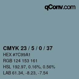 颜色代码: CMYK 23 / 5 / 0 / 37 | qconv.com