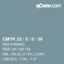 Color code: CMYK 23 / 5 / 0 / 39 | qconv.com