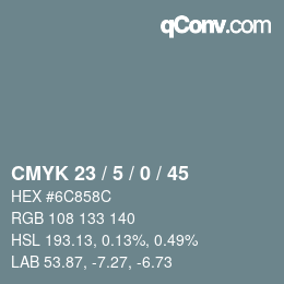 Color code: CMYK 23 / 5 / 0 / 45 | qconv.com