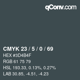 颜色代码: CMYK 23 / 5 / 0 / 69 | qconv.com