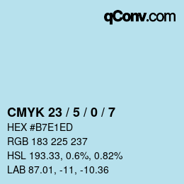 カラーコード: CMYK 23 / 5 / 0 / 7 | qconv.com