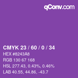 カラーコード: CMYK 23 / 60 / 0 / 34 | qconv.com