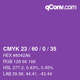 Color code: CMYK 23 / 60 / 0 / 35 | qconv.com