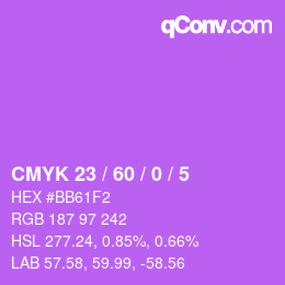 カラーコード: CMYK 23 / 60 / 0 / 5 | qconv.com