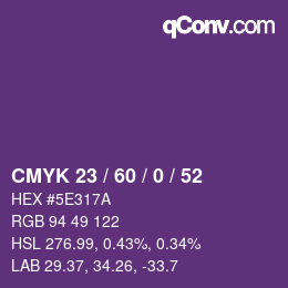 Color code: CMYK 23 / 60 / 0 / 52 | qconv.com