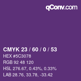 カラーコード: CMYK 23 / 60 / 0 / 53 | qconv.com