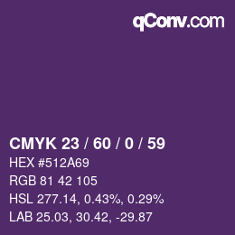 Color code: CMYK 23 / 60 / 0 / 59 | qconv.com