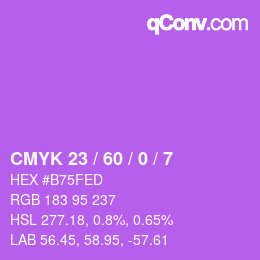 カラーコード: CMYK 23 / 60 / 0 / 7 | qconv.com
