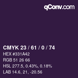 Color code: CMYK 23 / 61 / 0 / 74 | qconv.com