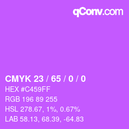 Color code: CMYK 23 / 65 / 0 / 0 | qconv.com