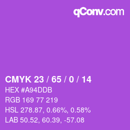 Color code: CMYK 23 / 65 / 0 / 14 | qconv.com