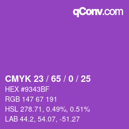 カラーコード: CMYK 23 / 65 / 0 / 25 | qconv.com