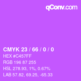 カラーコード: CMYK 23 / 66 / 0 / 0 | qconv.com