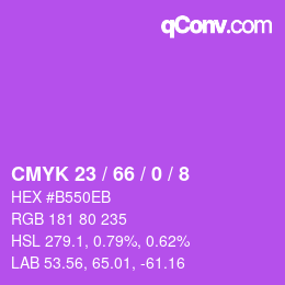 カラーコード: CMYK 23 / 66 / 0 / 8 | qconv.com