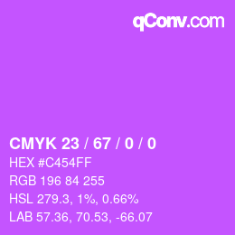 カラーコード: CMYK 23 / 67 / 0 / 0 | qconv.com
