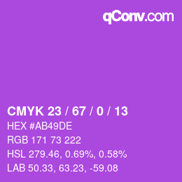 Código de color: CMYK 23 / 67 / 0 / 13 | qconv.com